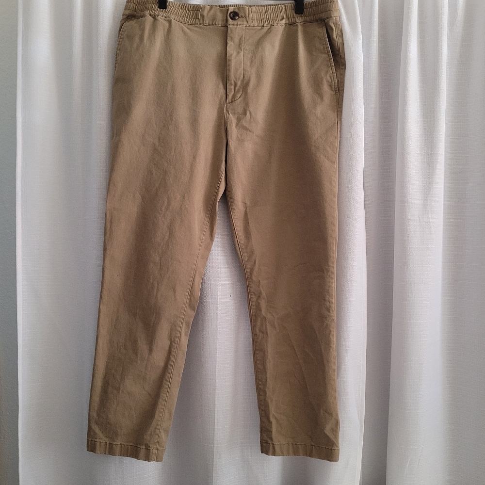 GOODFELLOW Men's Tan Pants Size L Elastic and Drawstring Waist Casual Relax